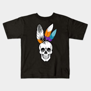 skull with feathers Kids T-Shirt